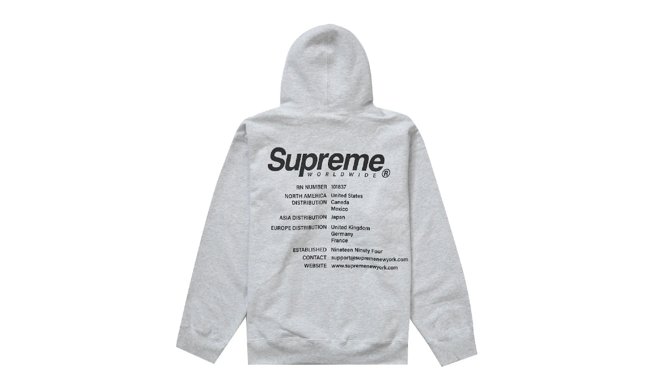 Supreme Worldwide Hooded Sweatshirt Ash Grey