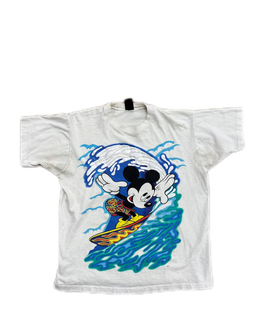 Mikey Mouse Surfing Vintage Tee White