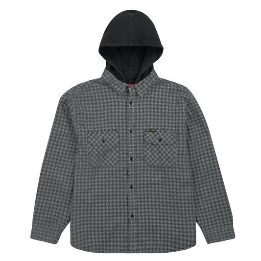 Supreme Houndstooth Flannel Hooded Shirt Black