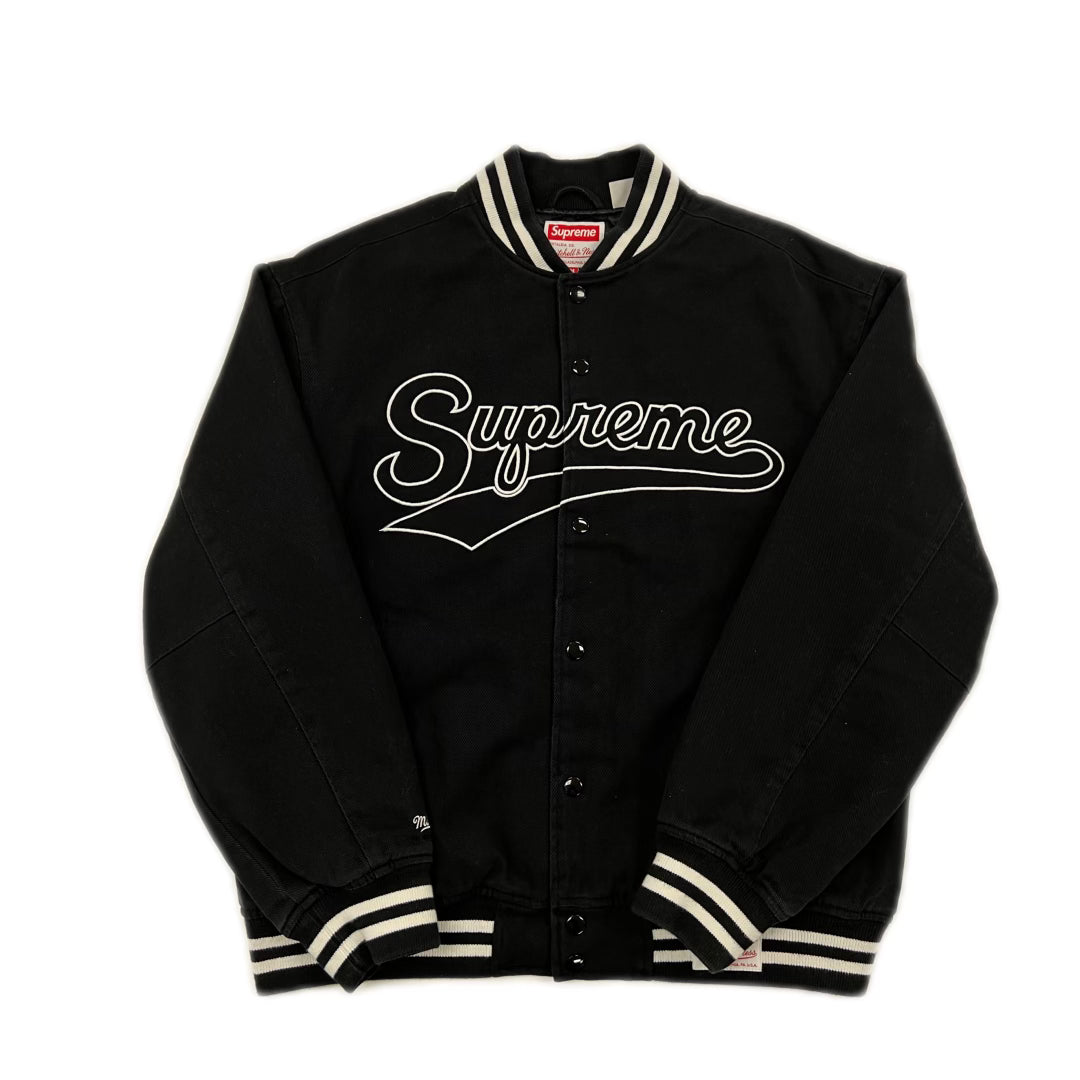Supreme Mitchell x Ness Doughboy Twill Varsity Jacket Black