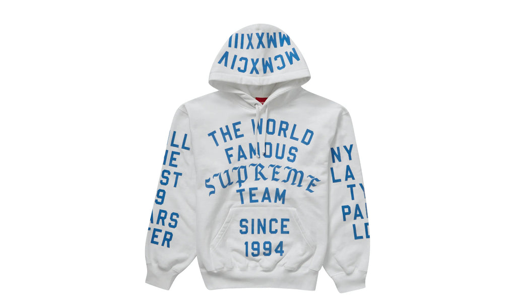 Supreme Team Flocked Hooded Sweatshirt White