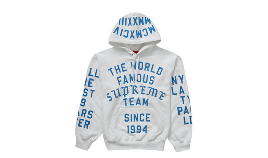 Supreme Team Flocked Hooded Sweatshirt White