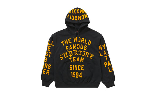 Supreme Team Flocked Hooded Sweatshirt Black