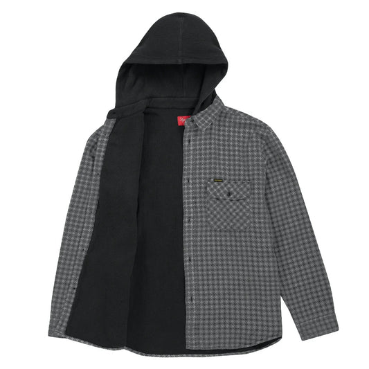 Supreme Houndstooth Flannel Hooded Shirt Black