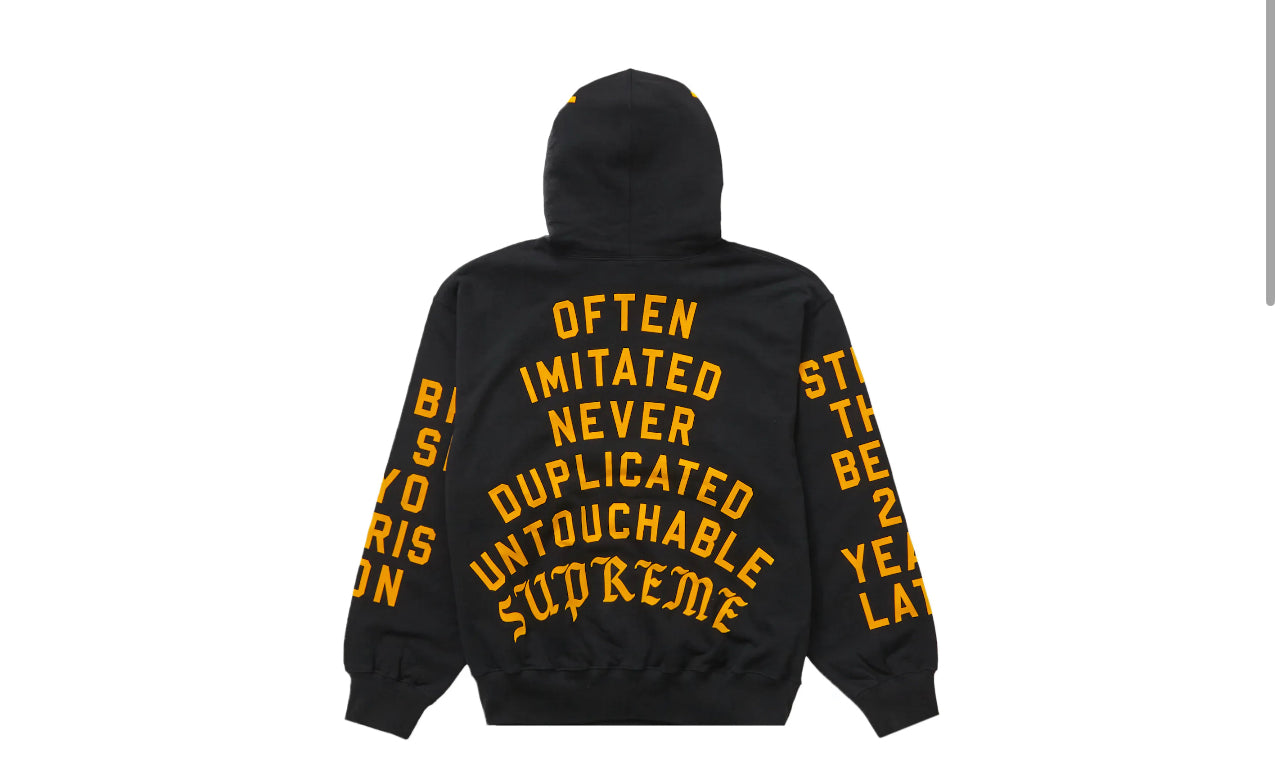 Supreme Team Flocked Hooded Sweatshirt Black