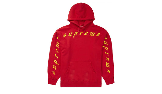 Supreme Raised Embroidery Hooded Sweatshirt Red