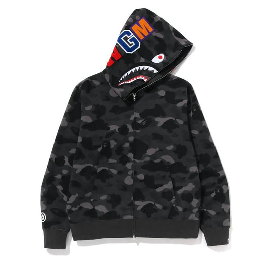 Bape Camo Shark Full Zip Hoodie Black