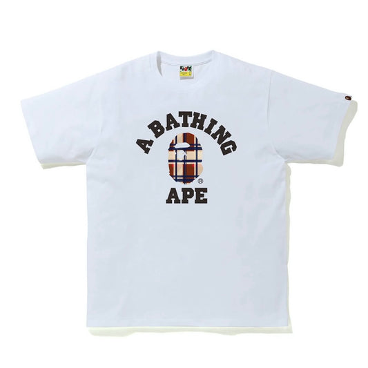 Bape Check College Tee White/Red