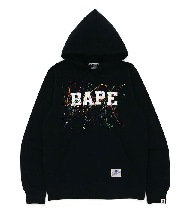 Bape Paint Splatter Pullover Hoodie Black