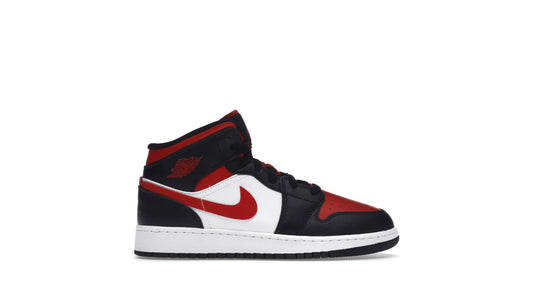 Jordan 1 Mid Black Fire Red (Youth)