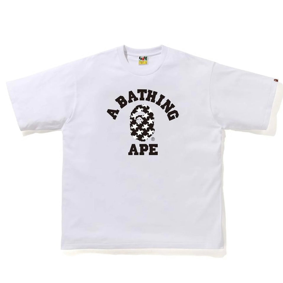 Bape Sta Pattern College Tee White/Black