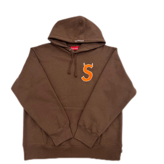 Supreme S Logo Hooded Sweatshirt Brown