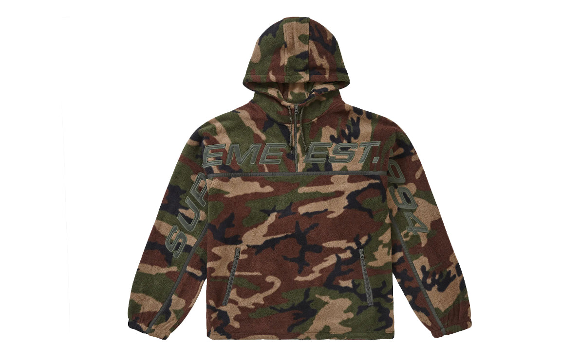 Supreme Polartec Half Zip Hooded Sweatshirt Woodland Camo