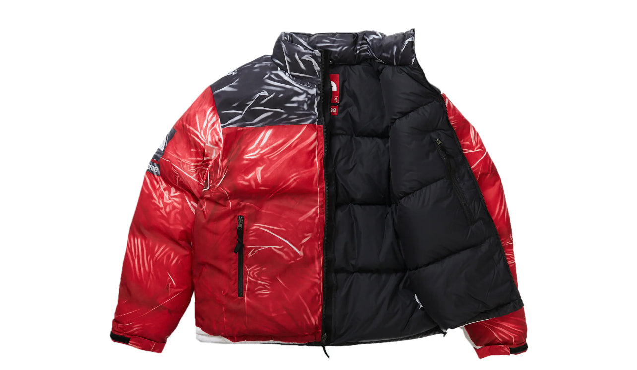 Supreme The North Face Printed Nuptse Trompe L’oeil Jacket Red