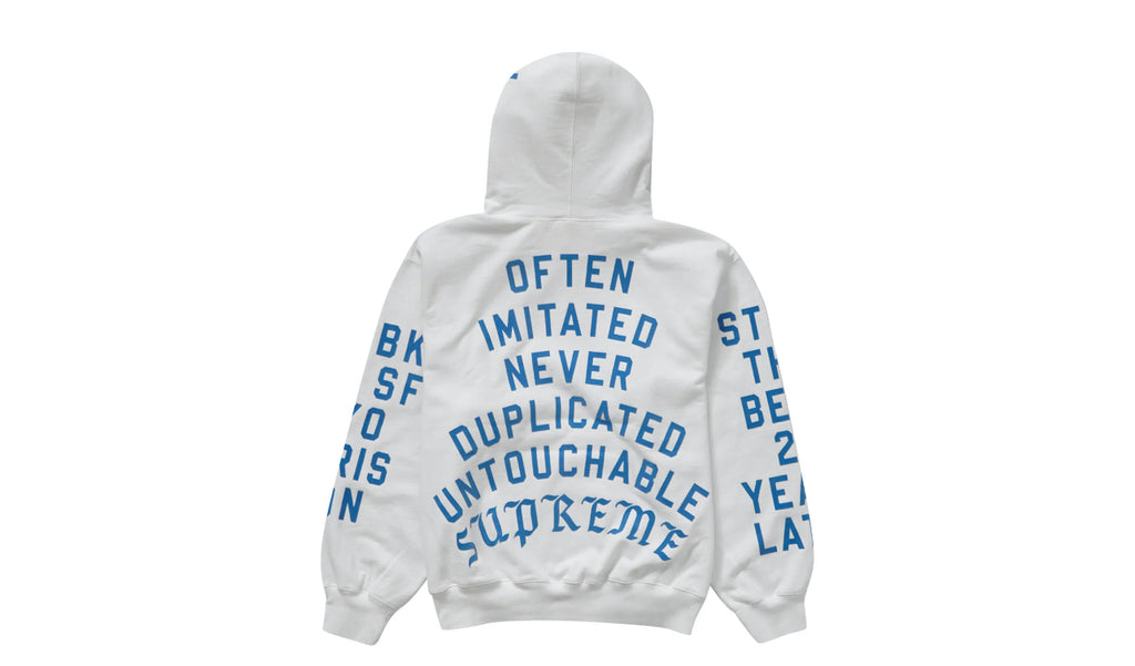 Supreme Team Flocked Hooded Sweatshirt White